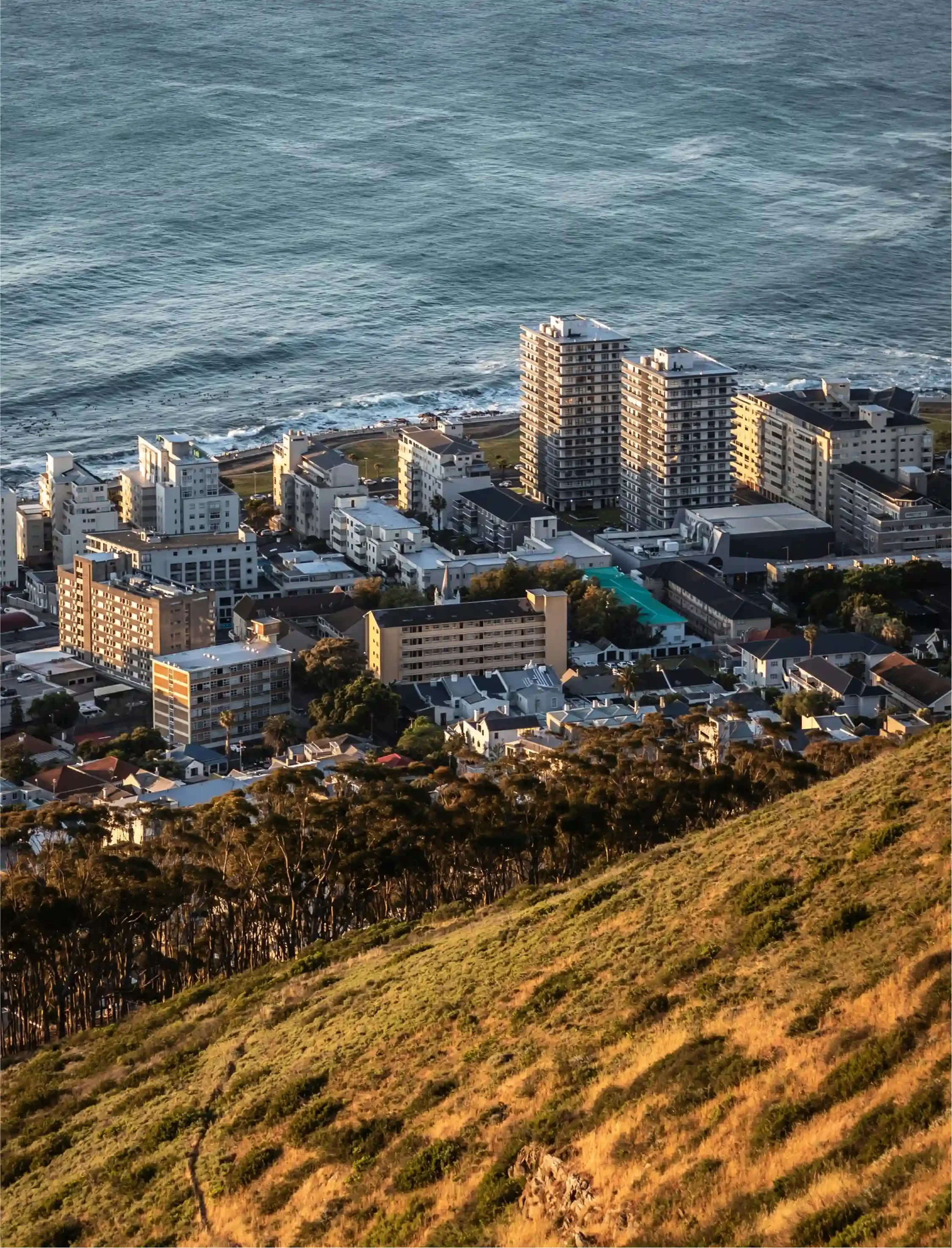 Cape Town cityscape beside the Atlantic Ocean